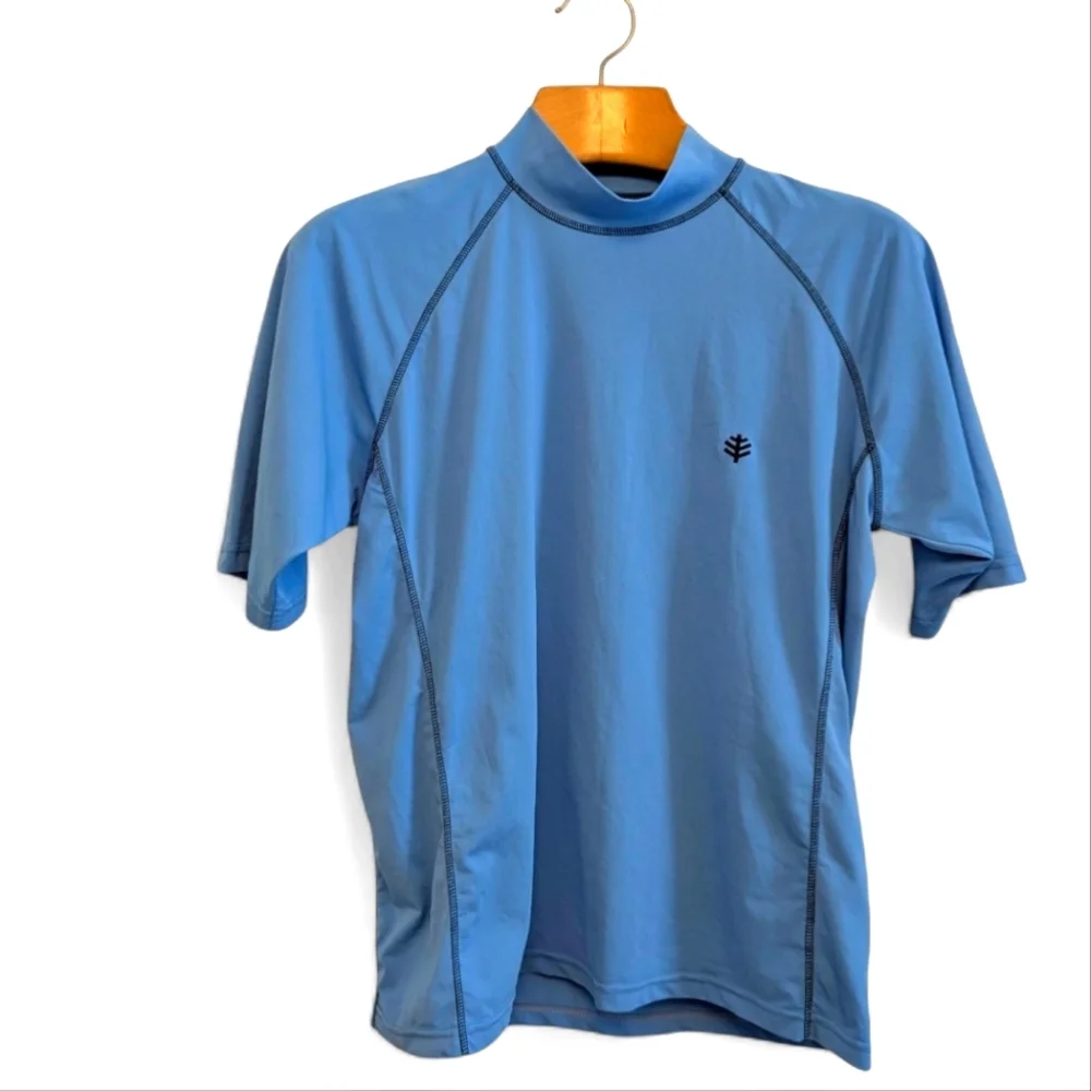 COOLIBAR Rash Guard Shirt Short Sleeve Tulum Light Surf Blue Large